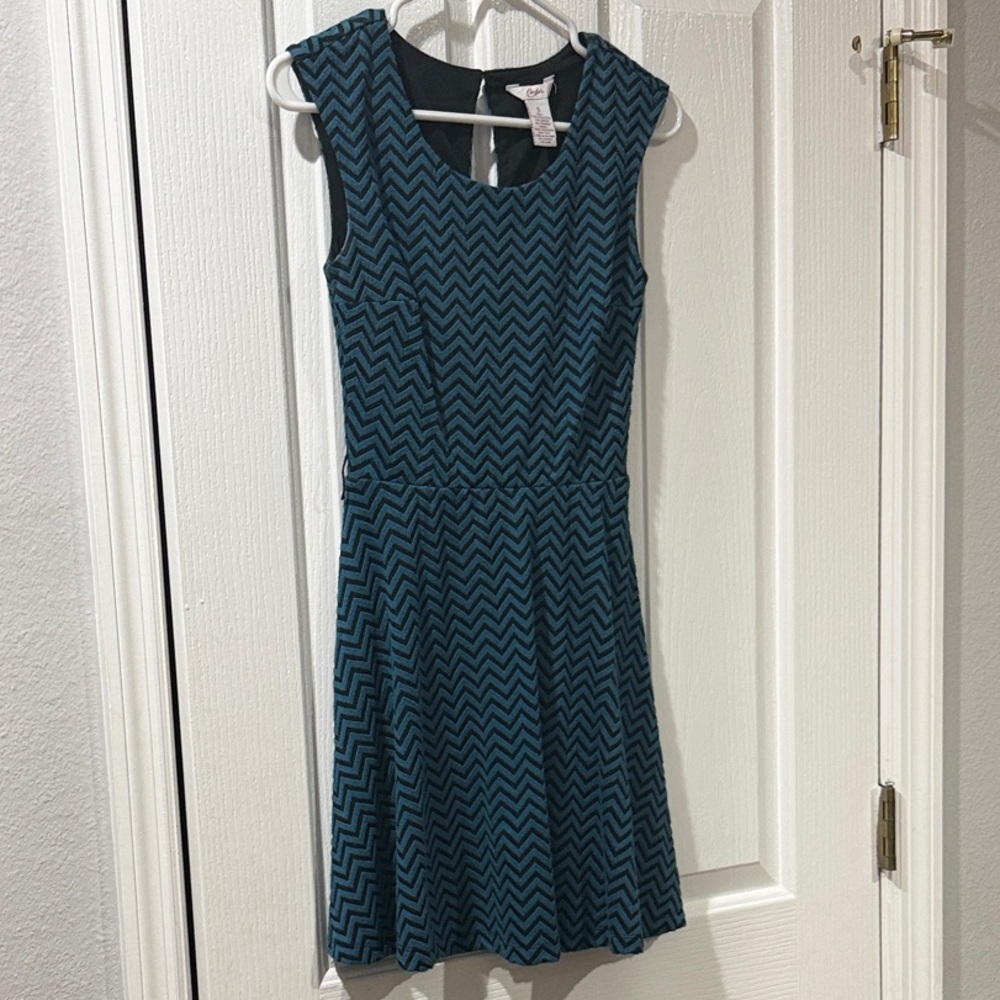 Candies Teal and Black chevron pattern Dress Womens Size Small